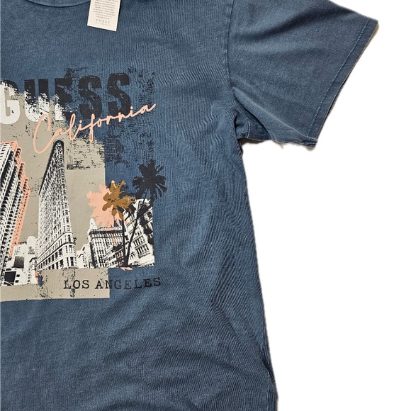 Guess Shirt Mens XL Blue Los Angeles California Graphic Tee Short Sleeve T-Shirt - Picture 4 of 4